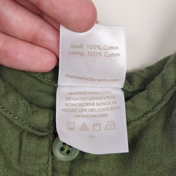 Hanna Andersson Green Muslin Cotton Romper sz 85 cm 2T - Picture 8 of 9